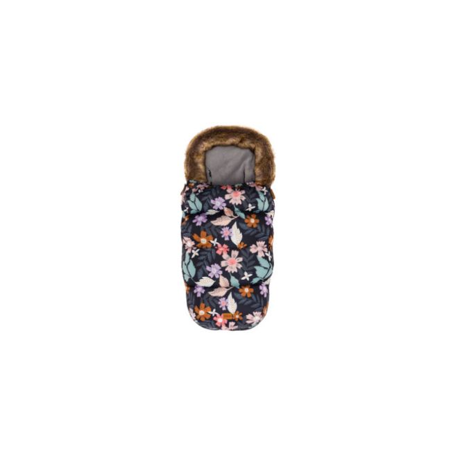 Sac de iarna cu guler blanita detasabil, pentru carucior, negru floral, 100x50 cm, Fillikid KRS4880-66