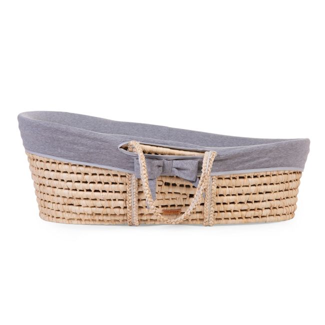 Cos bebe Childhome Moise din coji de porumb cu saltea, Husa Jerse Gri ERF5420007161149