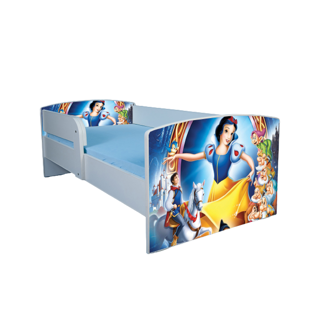 Pat Fetita 2-12 Ani Cu Laterala Detasabila Alba Ca Zapada Cu Saltea SafeNest 160x80 Cm, Fara Sertar Ptv2682