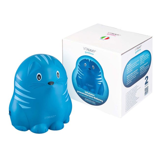Aparat aerosoli Vitammy Gattino A1503, nebulizator cu compresor, set complet de accesorii, Albastru BITgattinoalbastru