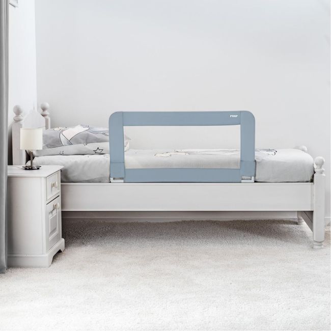 Bariera protectie anticadere pat copii, lungime 100 cm, albastru-gri, Reer Sleep'n Keep 45101