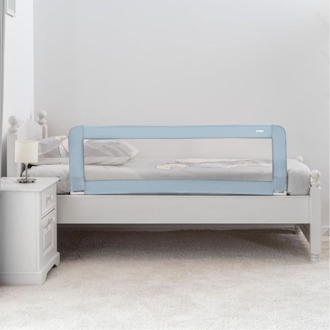 Bariera protectie anticadere pat copii, lungime 150 cm, albastru-gri, Reer Sleep'n Keep XL 45111