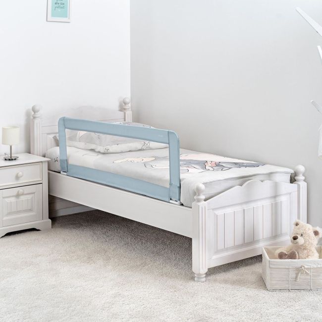 Bariera protectie anticadere pat copii, lungime 150 cm, albastru-gri, Reer Sleep'n Keep XL 45111