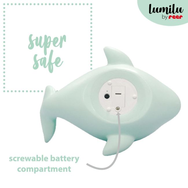 Lampa de veghe cu LED, cu oprire cronometrata, forma delfin, albastra, Lumilu Sea Life Dolphin, Reer 52293