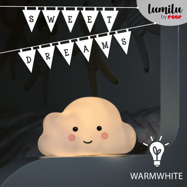 Lampa de veghe cu LED, cu oprire cronometrata, forma nor, alba, Lumilu Sweet Dreams Cloud, Reer 52250