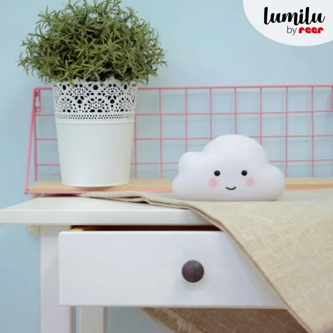 Lampa de veghe cu LED, cu oprire cronometrata, forma nor, alba, Lumilu Sweet Dreams Cloud, Reer 52250