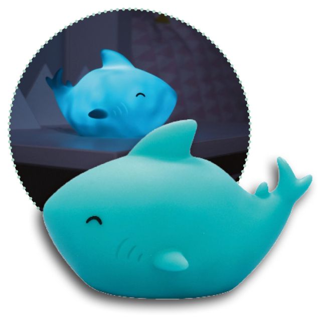 Lampa de veghe cu LED, cu oprire cronometrata, forma rechin, albastra, Lumilu Sea Life Shark, Reer 52303