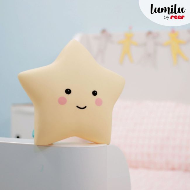 Lampa de veghe cu LED, cu oprire cronometrata, forma stea, galbena, Lumilu Sweet Dreams Star, Reer 52265
