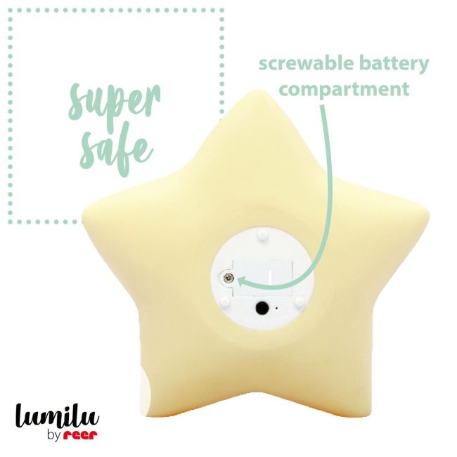 Lampa de veghe cu LED, cu oprire cronometrata, forma stea, galbena, Lumilu Sweet Dreams Star, Reer 52265