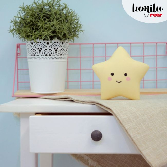 Lampa de veghe cu LED, cu oprire cronometrata, forma stea, galbena, Lumilu Sweet Dreams Star, Reer 52265