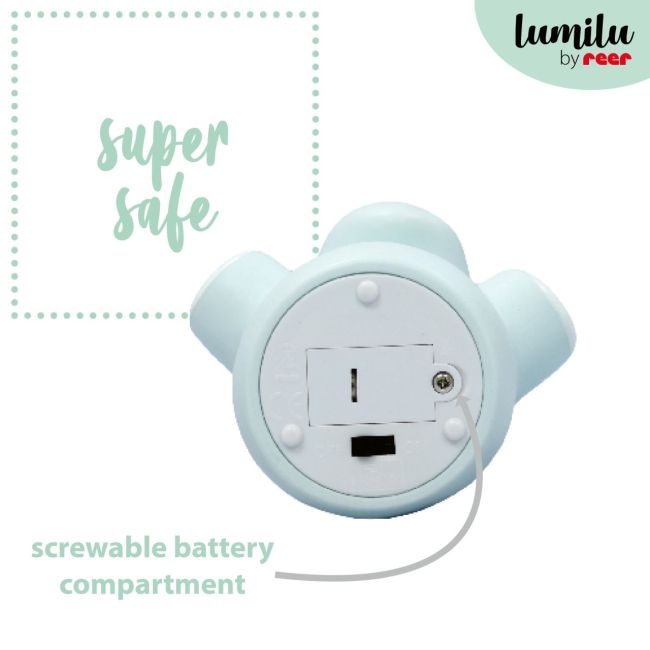 Lampa de veghe cu LED, forma rinocer, albastra, Lumilu Mini Zoo Rhino, Reer 52343