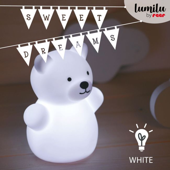 Lampa de veghe cu LED, forma ursulet, alba, Lumilu Mini Zoo Bear, Reer 52330