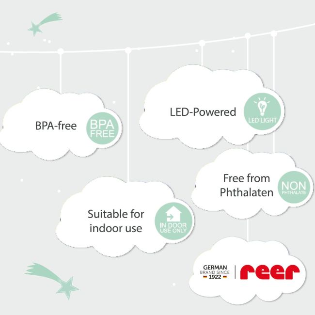 Lampa de veghe de perete, cu led, lumina reglabila si oprire cronometrata, forma nor, Lumilu Silhouette Cloud, Reer 52167