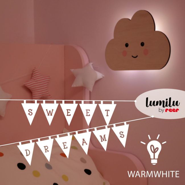 Lampa de veghe de perete, cu led, lumina reglabila si oprire cronometrata, forma nor, Lumilu Silhouette Cloud, Reer 52167