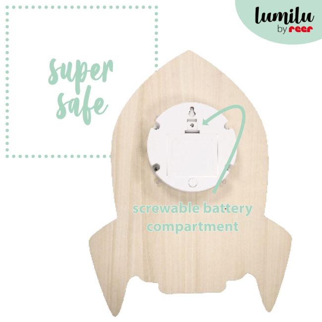 Lampa de veghe de perete, cu led, lumina reglabila si oprire cronometrata, forma racheta, Lumilu Silhouette Rocket, Reer 52157