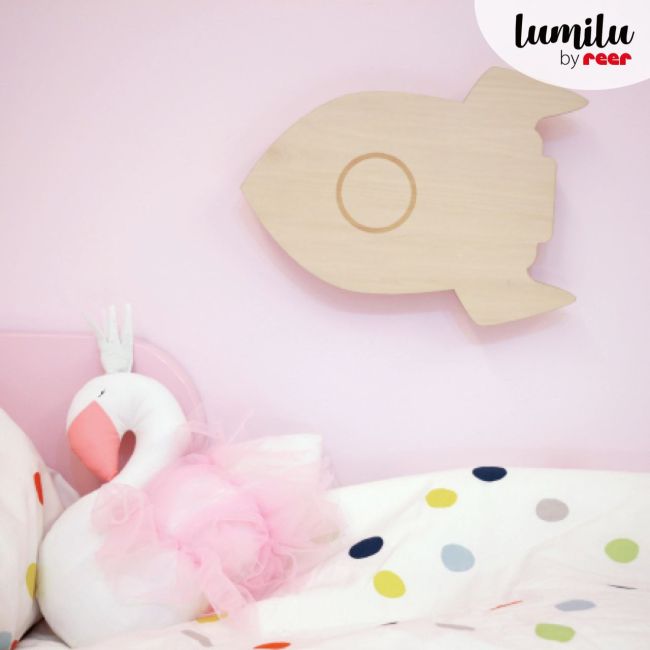 Lampa de veghe de perete, cu led, lumina reglabila si oprire cronometrata, forma racheta, Lumilu Silhouette Rocket, Reer 52157