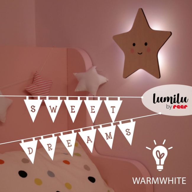 Lampa de veghe de perete, cu led, lumina reglabila si oprire cronometrata, forma stea, Lumilu Silhouette Star, Reer 52177