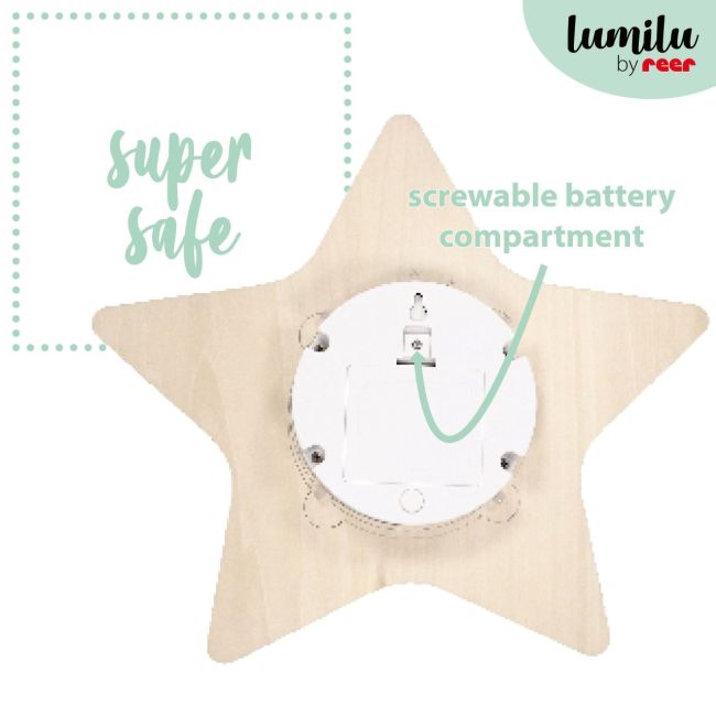 Lampa de veghe de perete, cu led, lumina reglabila si oprire cronometrata, forma stea, Lumilu Silhouette Star, Reer 52177