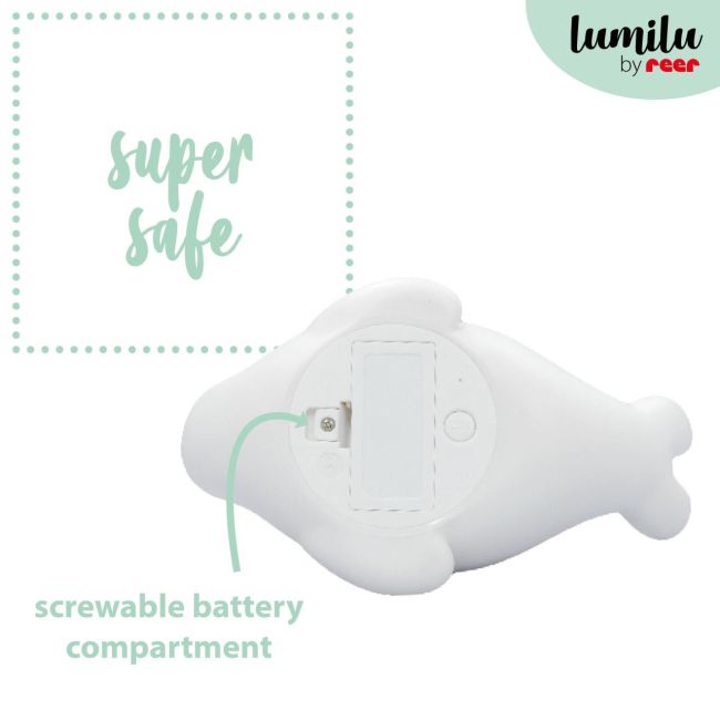 Lampa de veghe si veioza cu LED, lumina reglabila si functie oprire cronometrata, forma foca, alba, Lumilu Lazy Friends Seal, Reer 52240
