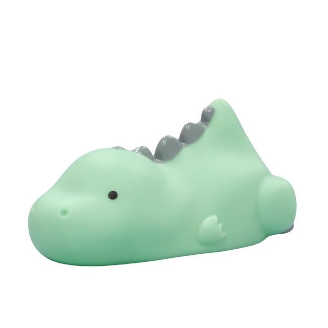 Lampa de veghe si veioza cu LED, lumina reglabila si oprire cronometrata, forma dinozaur, turcoaz, Lumilu Lazy Friends Dino, Reer 52223