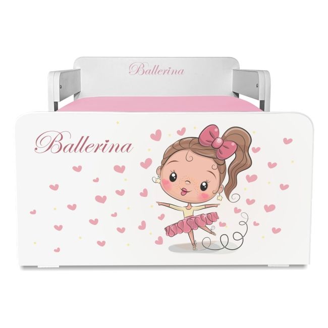 Pat Copii Balerina P2 2-12 Ani Cu 2 Protectii Laterale Detasabile Si Saltea Cu Lana Inclusa - ASC-mk-bal-p2-80