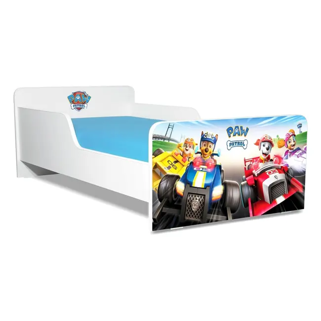 Pat Start Paw Patrol Race 2-8 ani + saltea 140x70x12 cm SmartNest cu lana + husa impermeabila - PC-PCH-PRO-STR-PAWR-70