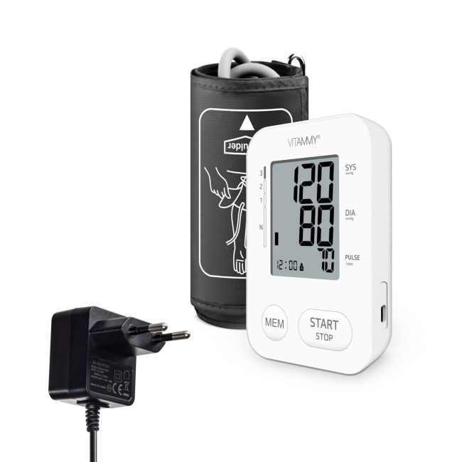 Tensiometru electronic de brat VITAMMY Next 2 +, mufa USB, adaptor inclus, detectare aritmie,... BITnext2plus