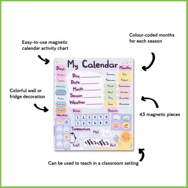 Calendarul meu magnetic, 31 x 35 cm, 40 cm Fiesta Crafts FCT-2634 BBJFCT-2634_Initiala