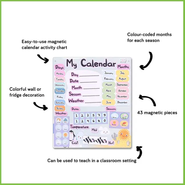Calendarul meu magnetic, 31 x 35 cm, 40 cm Fiesta Crafts FCT-2634 BBJFCT-2634_Initiala