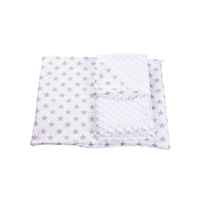 Lenjerie 3 piese patut  120x60 cm model stelute gri si plus minky alb PFCPF8246