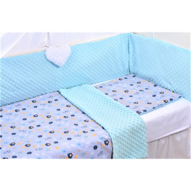 Lenjerie 3 piese patut 120x60 cm model astronauti si plus bleu PFCPF1041
