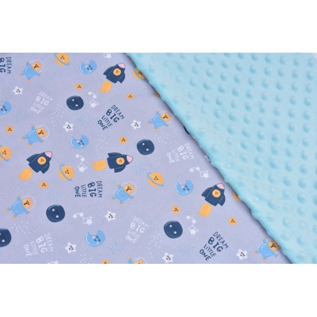 Lenjerie 3 piese patut 120x60 cm model astronauti si plus bleu PFCPF1041