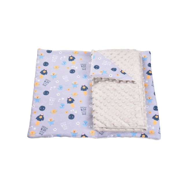 Lenjerie 3 piese patut 120x60 cm model astronauti si plus gri PFCPF4386