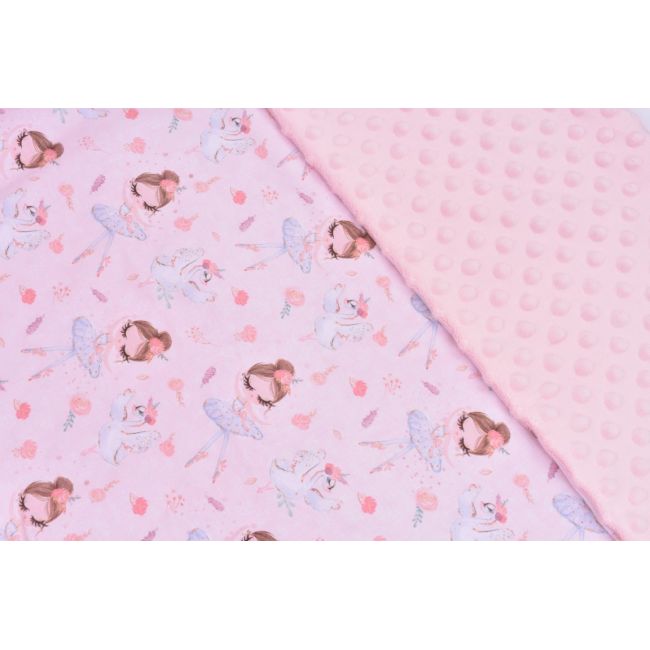 Lenjerie 3 piese patut 120x60 cm model balerine si plus minky roz pal PFCPF3488