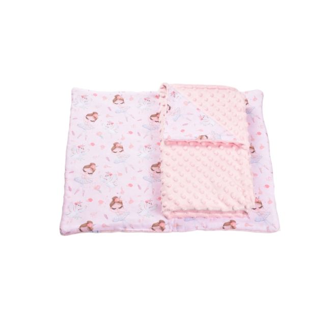 Lenjerie 3 piese patut 120x60 cm model balerine si plus minky roz pal PFCPF3488