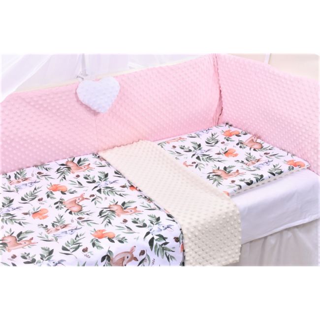 Lenjerie 3 piese patut 120x60 cm model caprioare si plus crem PFCPF7647
