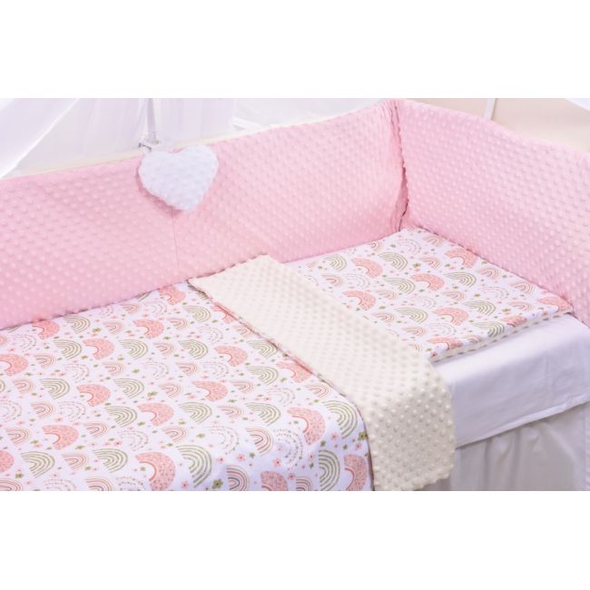 Lenjerie 3 piese patut 120x60 cm model curcubee florale si plus crem PFCPF2146