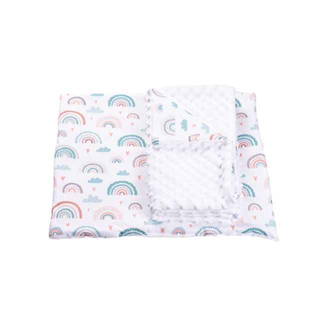 Lenjerie 3 piese patut 120x60 cm model curcubee si plus minky alb PFCPF25820
