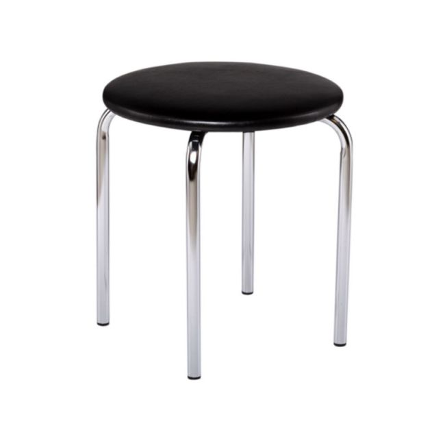 Taburete bucatarie cromat ant, sezut piele ecologica, 100 kg, negru drm9790