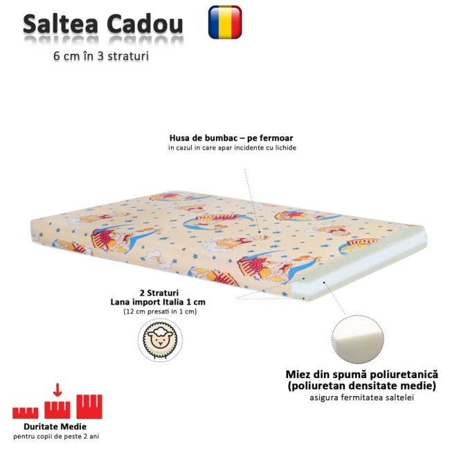 Pat De Copii Creativ Eroi In Pijama 2-8 Ani, Cu Saltea Inclusa In Pret - ASC-mok-pjm-70