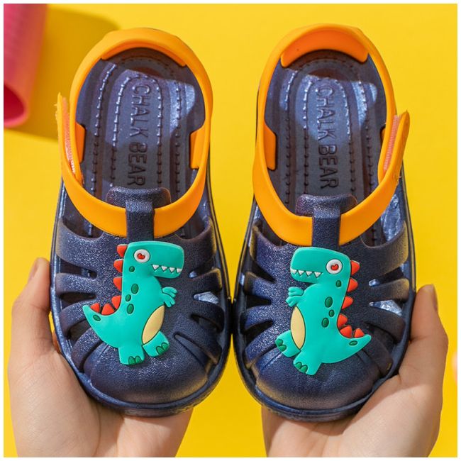 Papuci bleumarine tip sandaluta din cauciuc pentru copii - dino mb0091-de.marimea 30