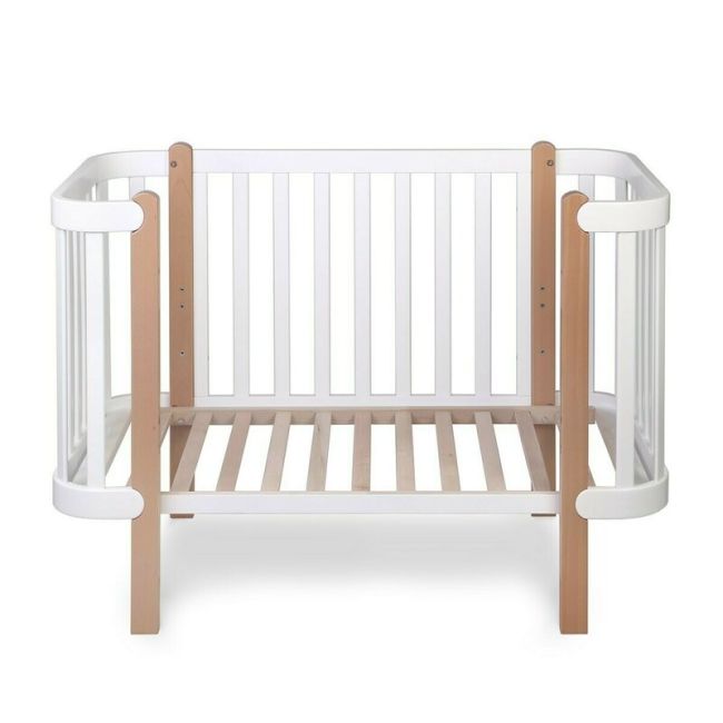 Patut cu laterala culisanta si inclinare unghiulara YappyEtude din lemn de fag, YappyKids, 120x60 cm, Alb BYNYappyEtude_white