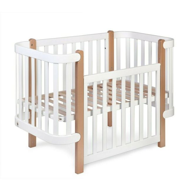 Patut cu laterala culisanta si inclinare unghiulara YappyEtude din lemn de fag, YappyKids, 120x60 cm, Alb BYNYappyEtude_white