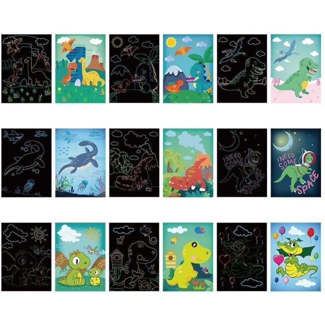 Set 9 planse razuibile Scratch ArtCards Bambinice BN047 BBJBN047_Dinozauri