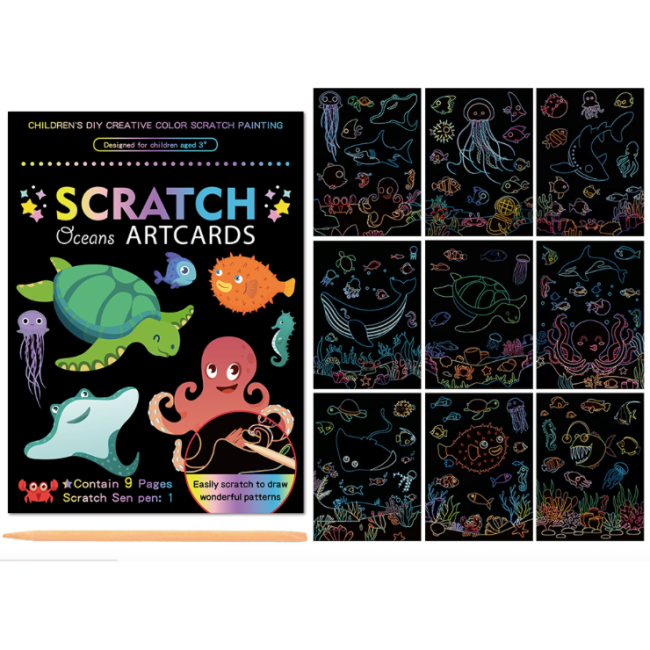 Set 9 planse razuibile Scratch ArtCards Bambinice BN047 BBJBN047_Ocean