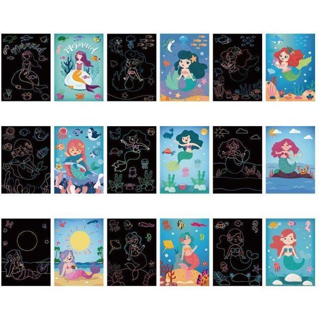Set 9 planse razuibile Scratch ArtCards Bambinice BN047 BBJBN047_Sirene