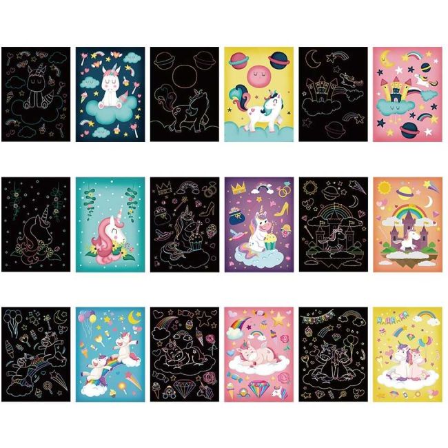 Set 9 planse razuibile Scratch ArtCards Bambinice BN047 BBJBN047_Unicorni