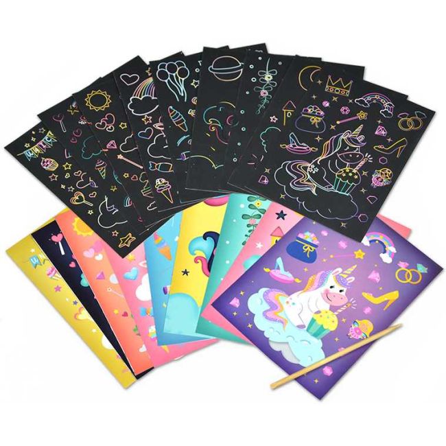 Set 9 planse razuibile Scratch ArtCards Bambinice BN047 BBJBN047_Unicorni