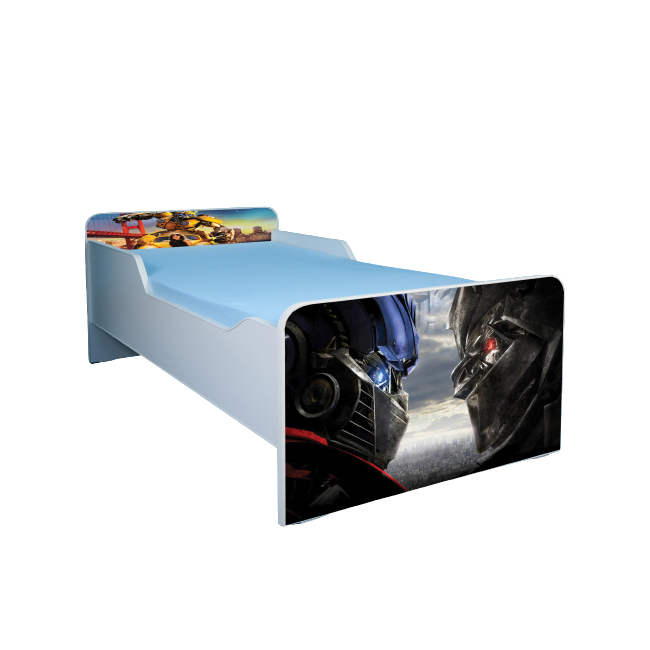 Pat Cu Personajele Din Transformers Pentru Copii 2-12 Ani, Saltea SafeNest 160x80 Cm, Varianta Fara Sertar Ptv2017