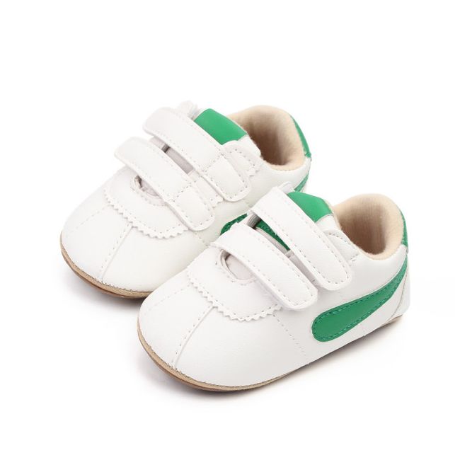 Adidasi albi cu insertie laterala verde MDd2765-4-p01
